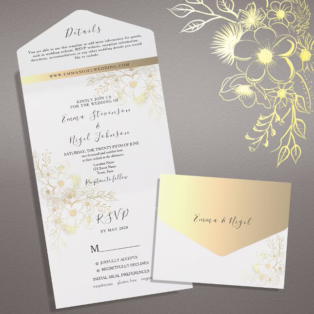Boho Dourado Casamento Floral Dourado (Criador carregado)