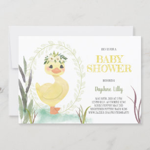  Boho Ducking Chá de fraldas Convite Sage Amarelo