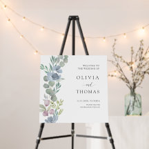 Boho Dusty Azul Eucalyptus - Sinal de Casamento Fl