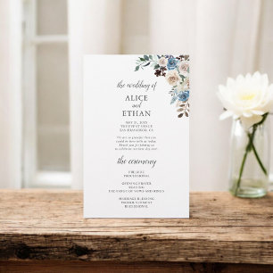 Boho Dusty Blue Beige Flowers Program