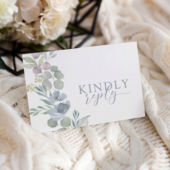 Boho Dusty Blue Floral RSVP Wedding  (Criador carregado)