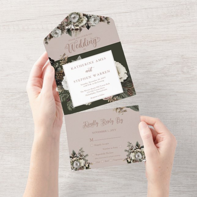 Boho Dusty Buquê Floral Rosa Casado (Aba destacável)