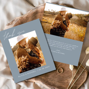 Boho Dusty Casamento Azul Obrigado Cartões