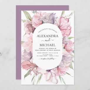 Boho Dusty Pink Casamento Púrpura Convite