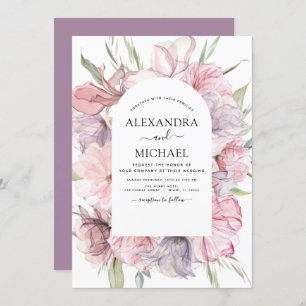 Boho Dusty Pink Casamento Púrpura Convite