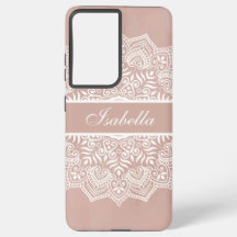 Boho Dusty Rosa e White Mandala Nome Personalizado