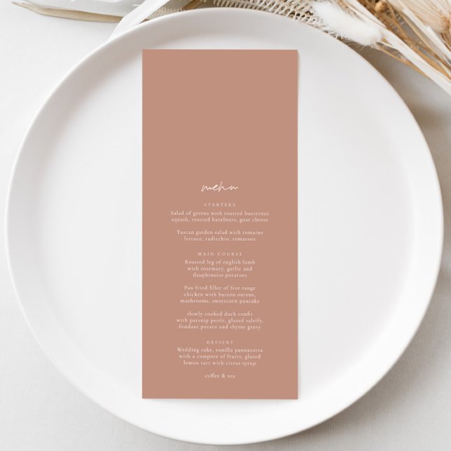 Boho Dusty Rosa Elegante Menu de Casamento Minimal (Criador carregado)