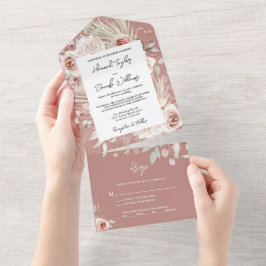 Boho Dusty Rosa Rustic Floral com Casamento RSVP