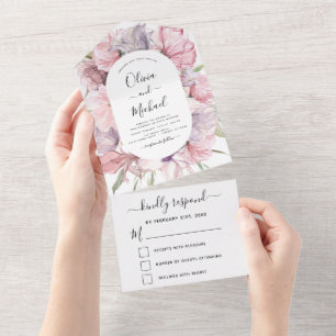 Boho Dusty RSVP de Casamento Púrpura Rosa Rosa