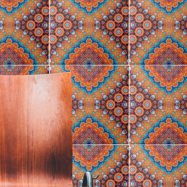Boho Eclectic Kaleidoscópico - Mosaico - Hip Teal  (Criador carregado)