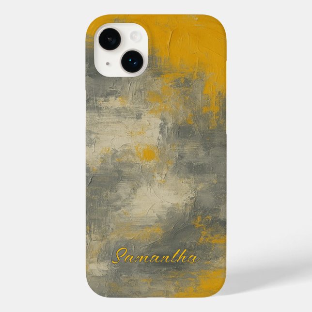 Boho Elegance Abstrato Mustard & Cinza Art (Verso)