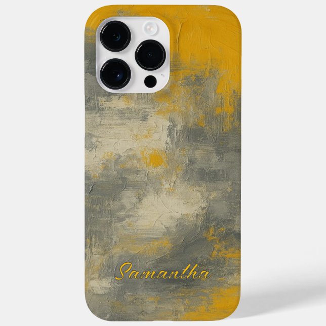 Boho Elegance Abstrato Mustard & Cinza Art (Verso)