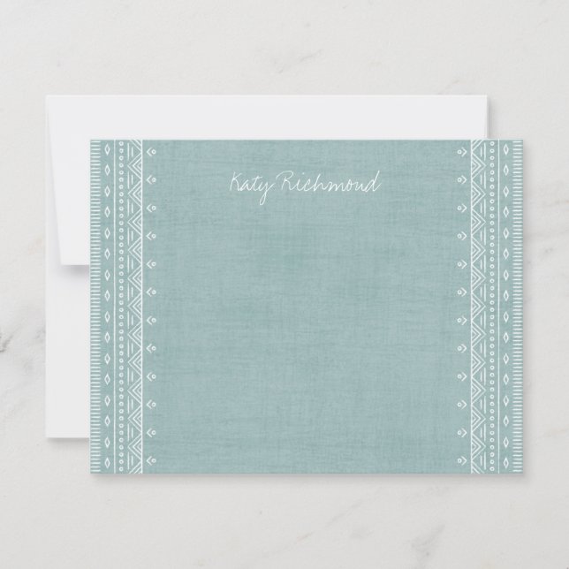 Boho Embroiderme Tribal Pattern Stationery - Teal (Frente)