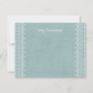Boho Embroiderme Tribal Pattern Stationery - Teal