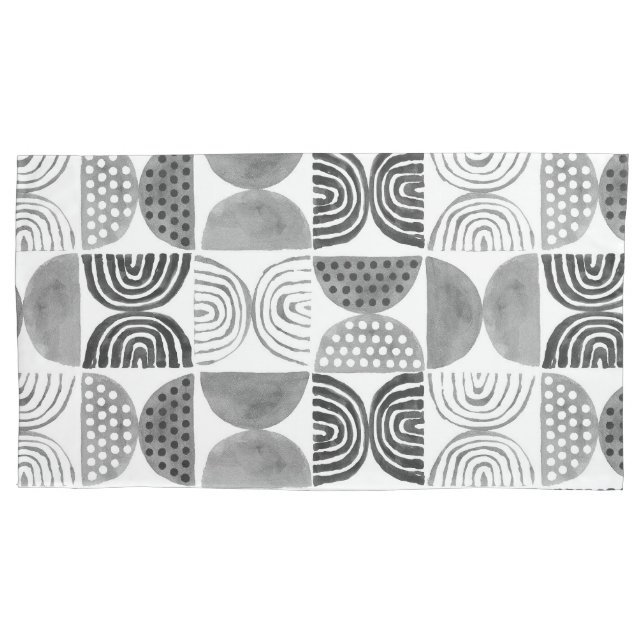 Boho Ethnic Pillowcase - Preto e Branco (Frente-Esquerda)