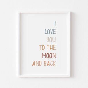 Boho, eu te amo até a lua e impressão