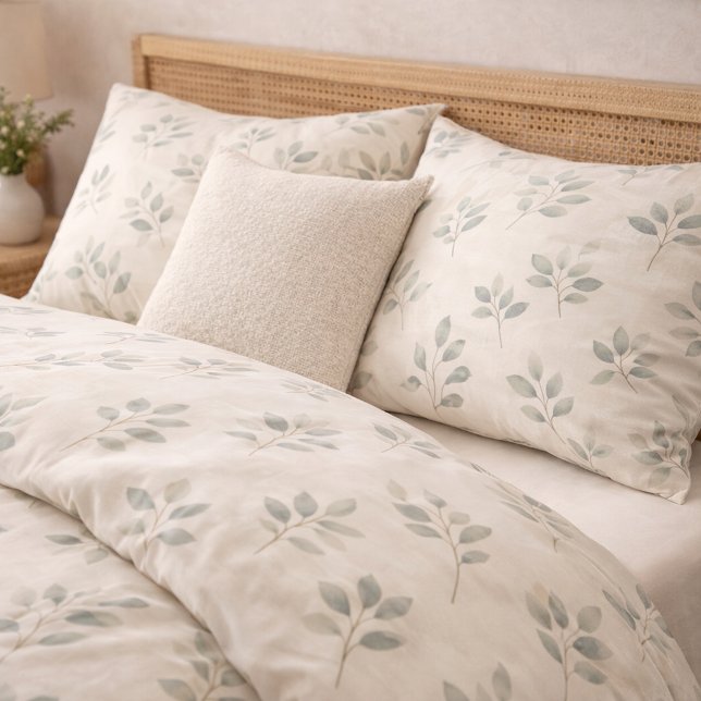 Boho Eucalyptus Botanical Pattern Pillowcase (Criador carregado)