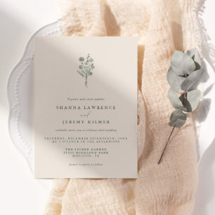 Boho Evergreen Elegant Casamento Mínimo Convite