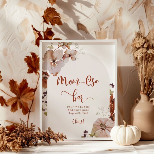 Boho fall abóbora mãe-osa poster bar (Criador carregado)