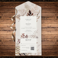 Boho Fall Brown Botanical Weding Código QR
