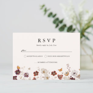 Boho Fall Florals Borboleta Casamento RSVP