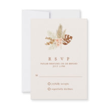 Boho Fall Flowers Rustic Weding RSVP