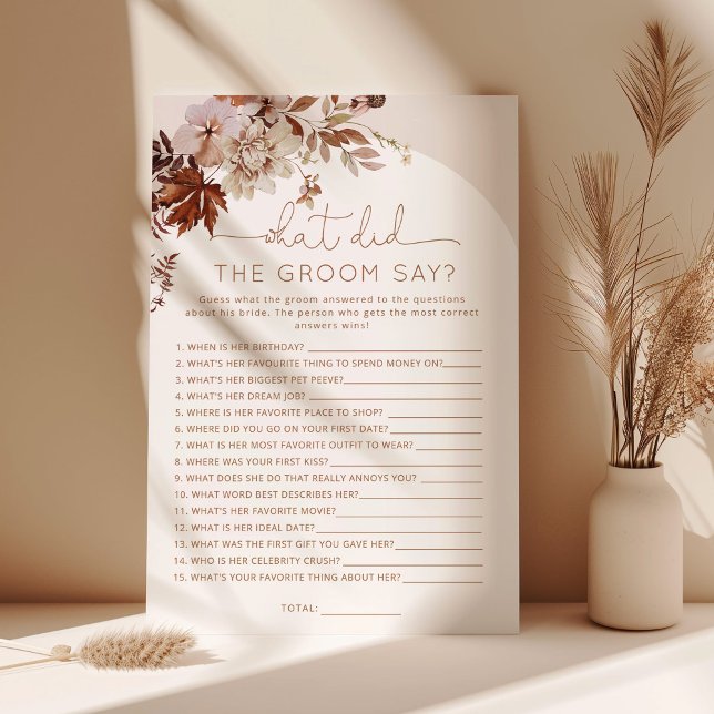 Boho fall O que o noivo disse jogo de noiva? (Criador carregado)