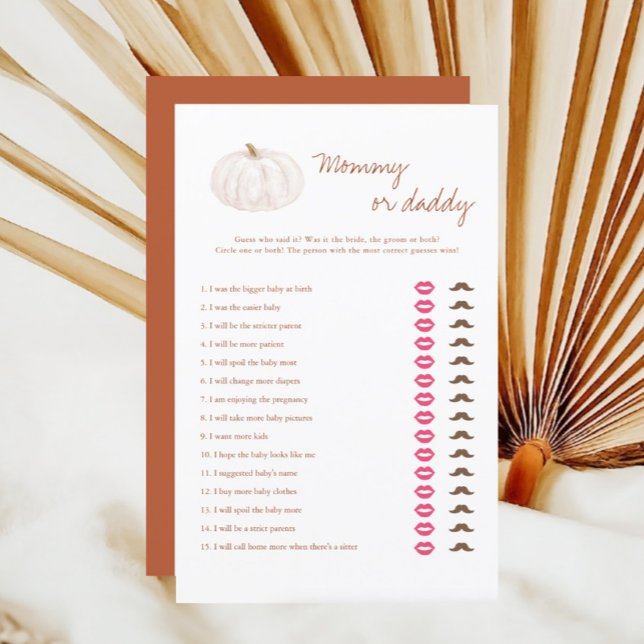 Boho Fall Pumpkin Ou Cartões De Jogo De Pai (Criador carregado)