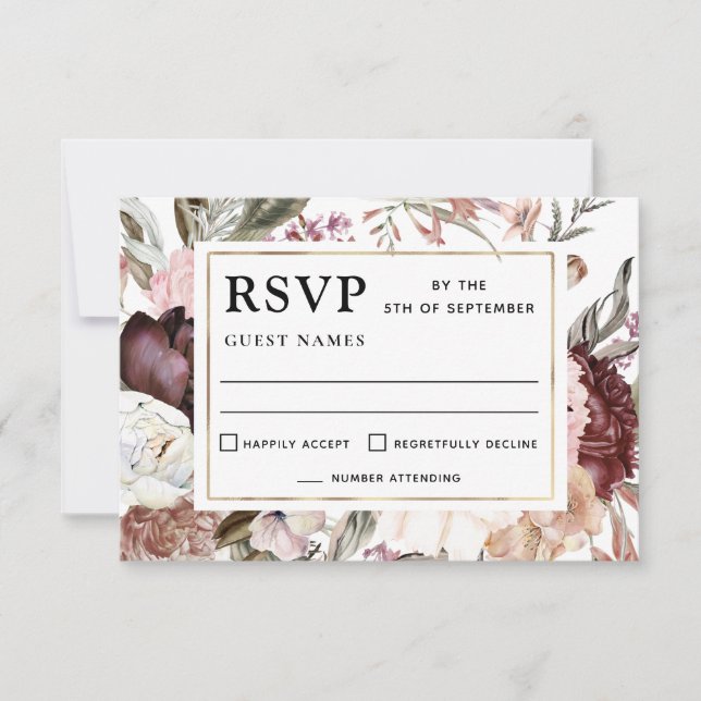 Boho Fantasy Watercolor Floral Wedding RSVP (Frente)