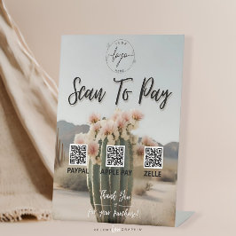 Boho | Flor Cactus | Código QR | Sinal de Pagament