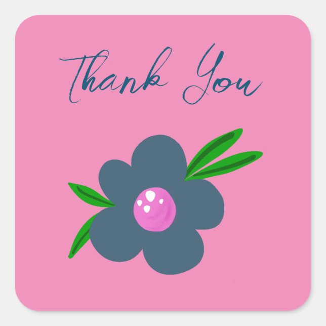 Boho Flor de Indigo Azul | Adesivo Quadrado para F (Frente)