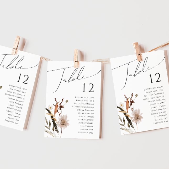 Boho Flor Silvestre de Outono | Gráfico de Número  (Criador carregado)