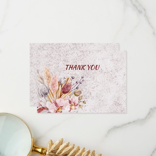 Boho Floral 3,5" x Cartões de agradecimentos plano (Frente/Verso In Situ)