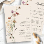 Boho Floral All-In-One Wedding Convite<br><div class="desc">Este convite para casamento todo-o-em-um na moda e elegante apresenta lindas flores de aquarela pintadas manualmente,  organizadas como uma bela coroa com detalhes de casamento no fundo. Encontre produtos coordenadores na Coleção de Casamentos de Tan Boho Wildflower.</div>