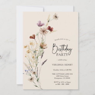 Boho Floral Aniversário Convite