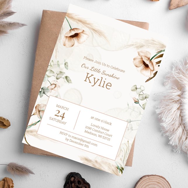 Boho Floral Aniversário Convite para Meninas (Criador carregado)