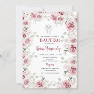 Boho Floral Baptism Convite Espanhol