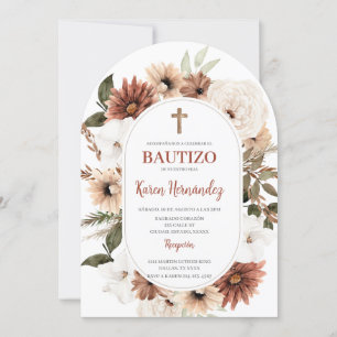 Boho Floral Baptism Convite Espanhol
