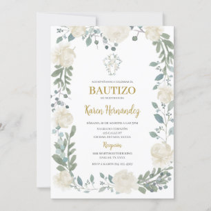 Boho Floral Baptism Convite Espanhol