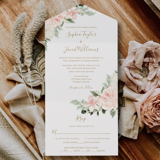 Boho Floral Blush Pink e Sage Green Weds (Criador carregado)