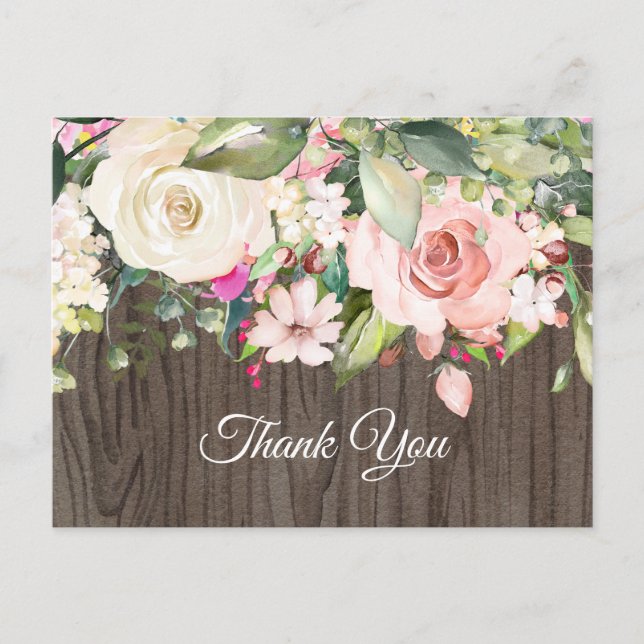 boho floral, cartões de agradecimentos de aniversá (Frente)