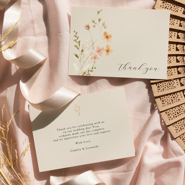 Boho Floral Cartões de agradecimentos De Casamento (Criador carregado)