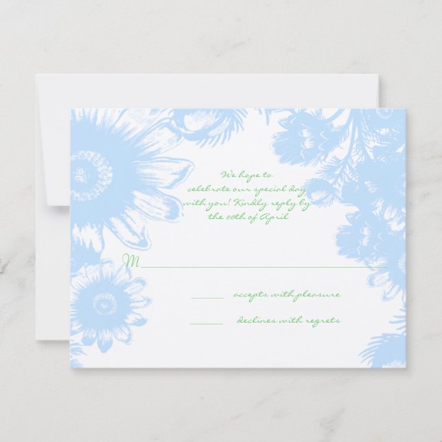 Boho Floral Casamento Pastel Blue RSVP (Frente)