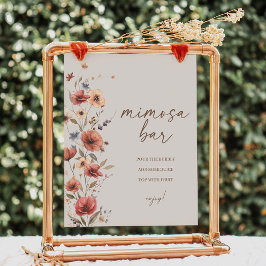 Boho Floral Chá de panela Mimosa Bar Sinal Poster