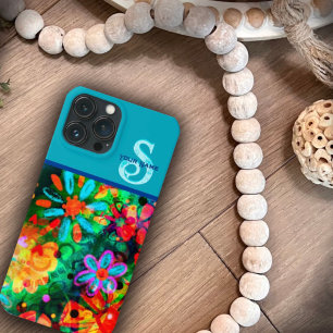 Boho Floral Colorida Nome do Monograma Inspirivida
