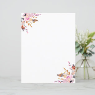 Boho floral cor-de-rosa branco
