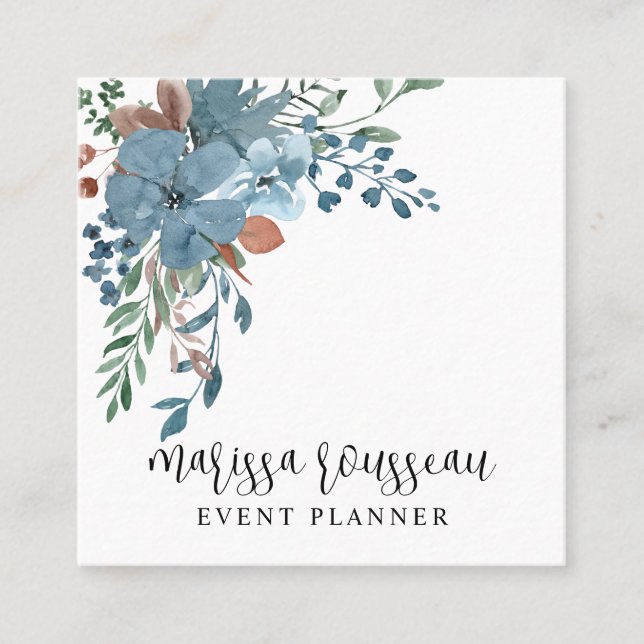 Boho Floral Event Planner Square Cartão de visita (Frente)