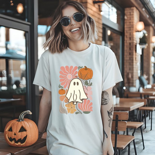 Boho Floral Fall Pink Ghost (halloween,halloween movies,halloweentown,halloween horror nights,halloween ends,halloweentown cast)