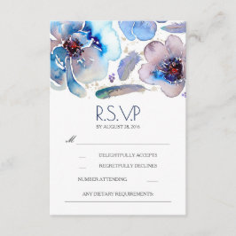 Boho Floral Feenas Watercolor Blue RSVP Placa
