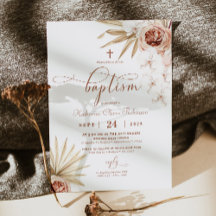 Boho Floral Foto Baptism Convite